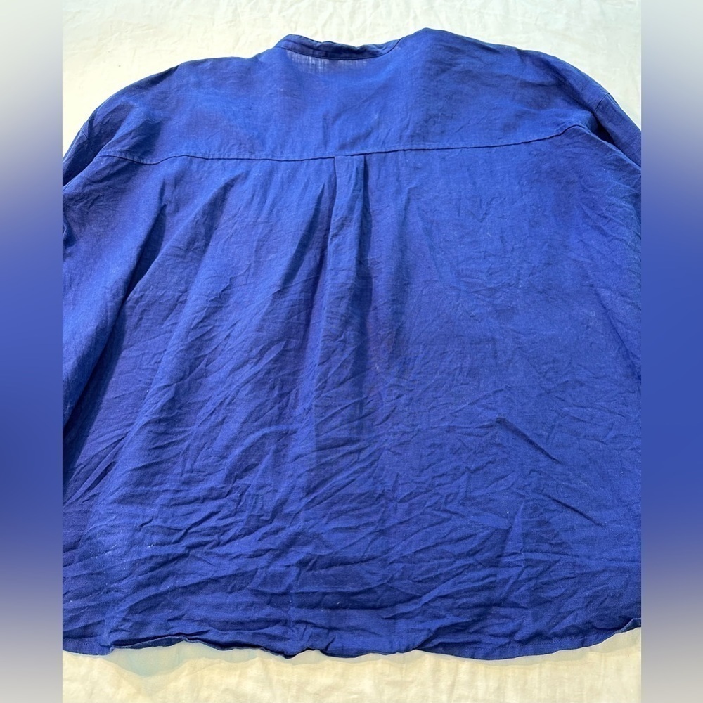 Eileen Fisher Size Small Cobalt Blue Linen Button Down - Picture 12 of 13